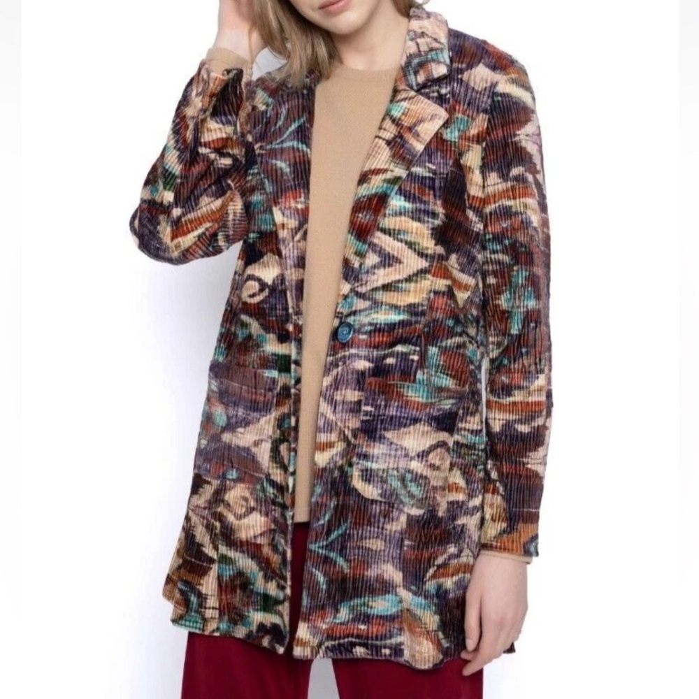 Picadilly Corded Velvet Blazer in Pinecone Multicolor Size Large